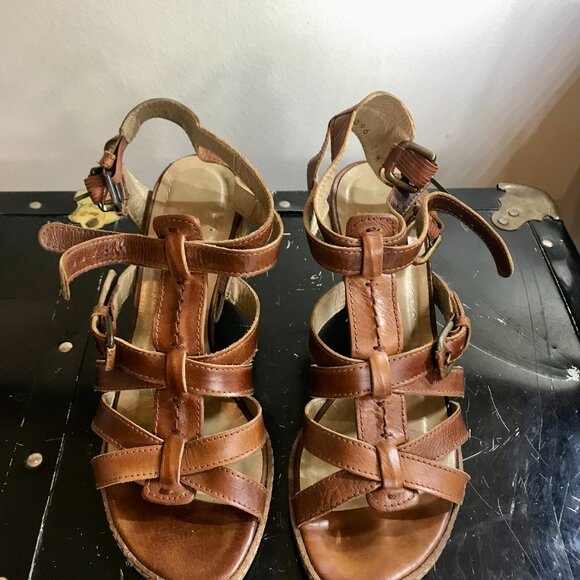 Stuart Weitzman Women's Leather Strappy Shoes Sandals Brown High Heels Size 7 M - Picture 2 of 9